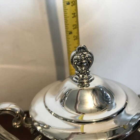 VTG Silverplate Tea & Coffee Set Wm Rogers & Sons Victorian Rose 1902 - Picture 14 of 15